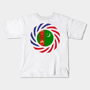 Turkmen American Multinational Patriot Flag Series Kids T-Shirt